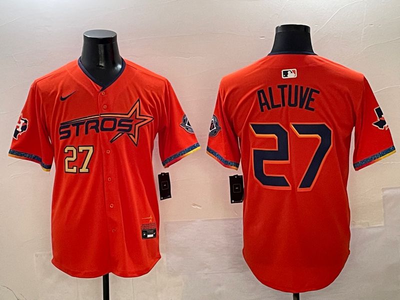 Men Houston Astros #27 Altuve Orange Five generation Joint Name Nike 2025 MLB Jersey style 3->houston astros->MLB Jersey
